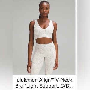 Lululemon v-neck align bra. Light support C/D cheetah camo antique white.